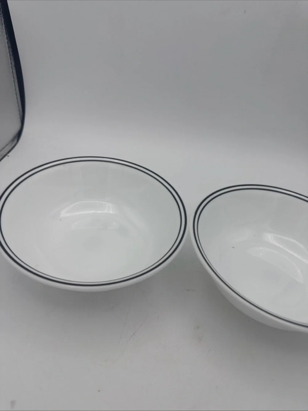 The Corelle Livingware City Block cereal bowls black rim  - Set of 2